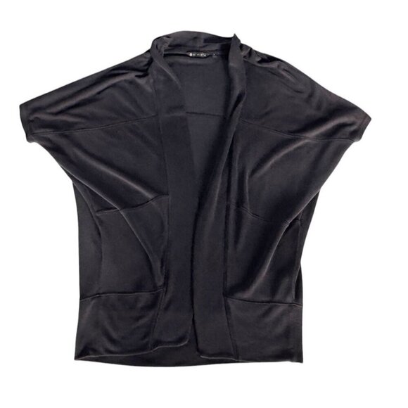 Athleta Woman's Sz S Serenity Wrap Black Short Sleeve Open Front - Picture 8 of 8